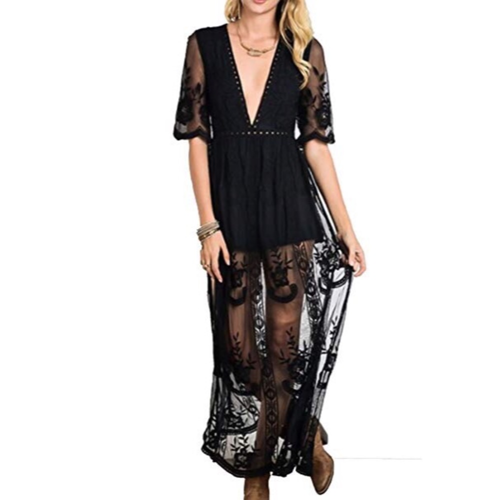 🌸SALE🌸 Black Lace Maxi Romper